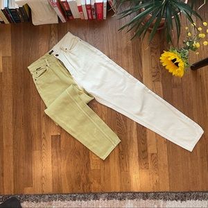 Reworked BDG mustard and white high rise jeans